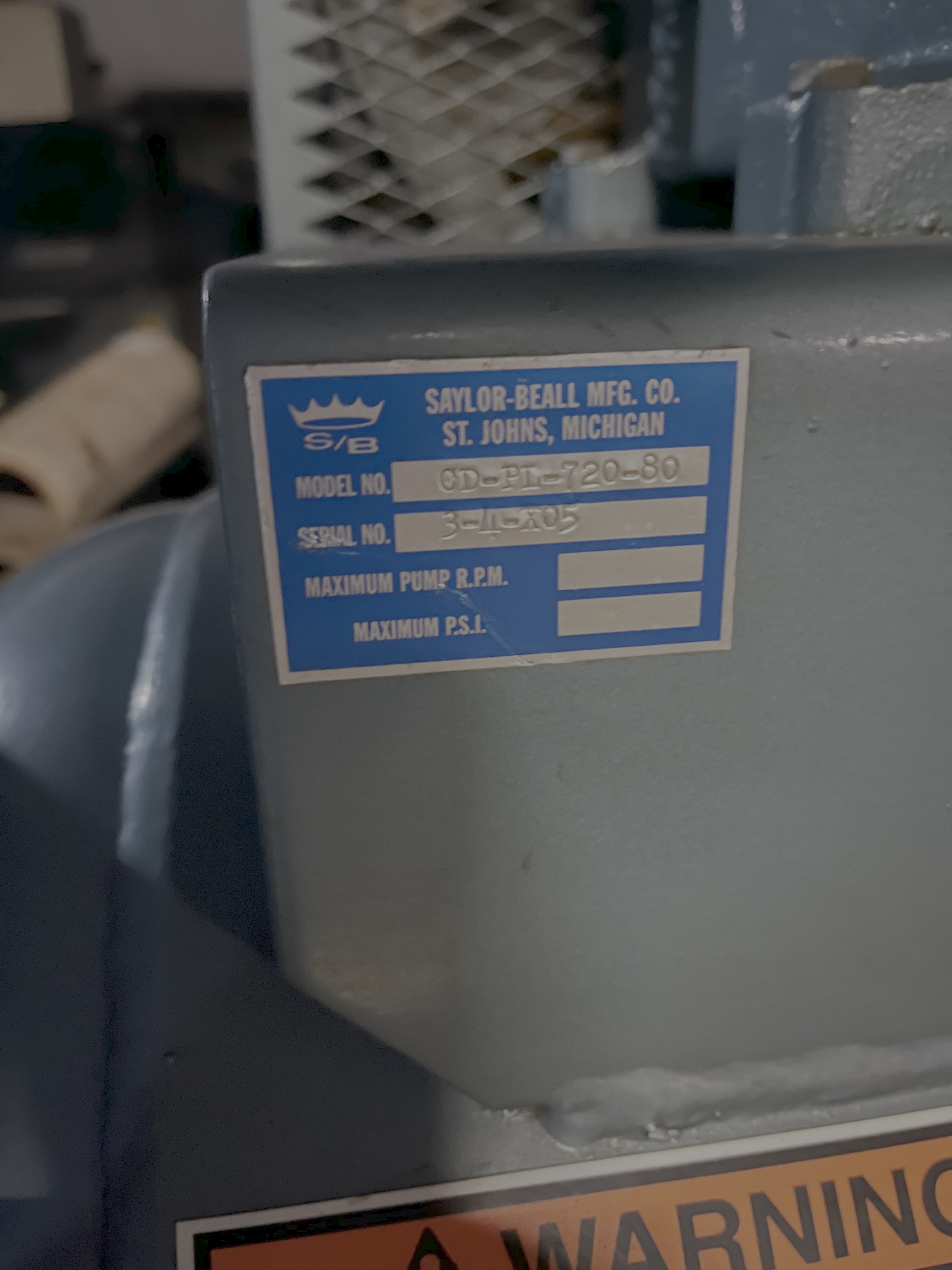 2HP  Saylor-Beall  Model CD-PL-720-80 Air Compressor